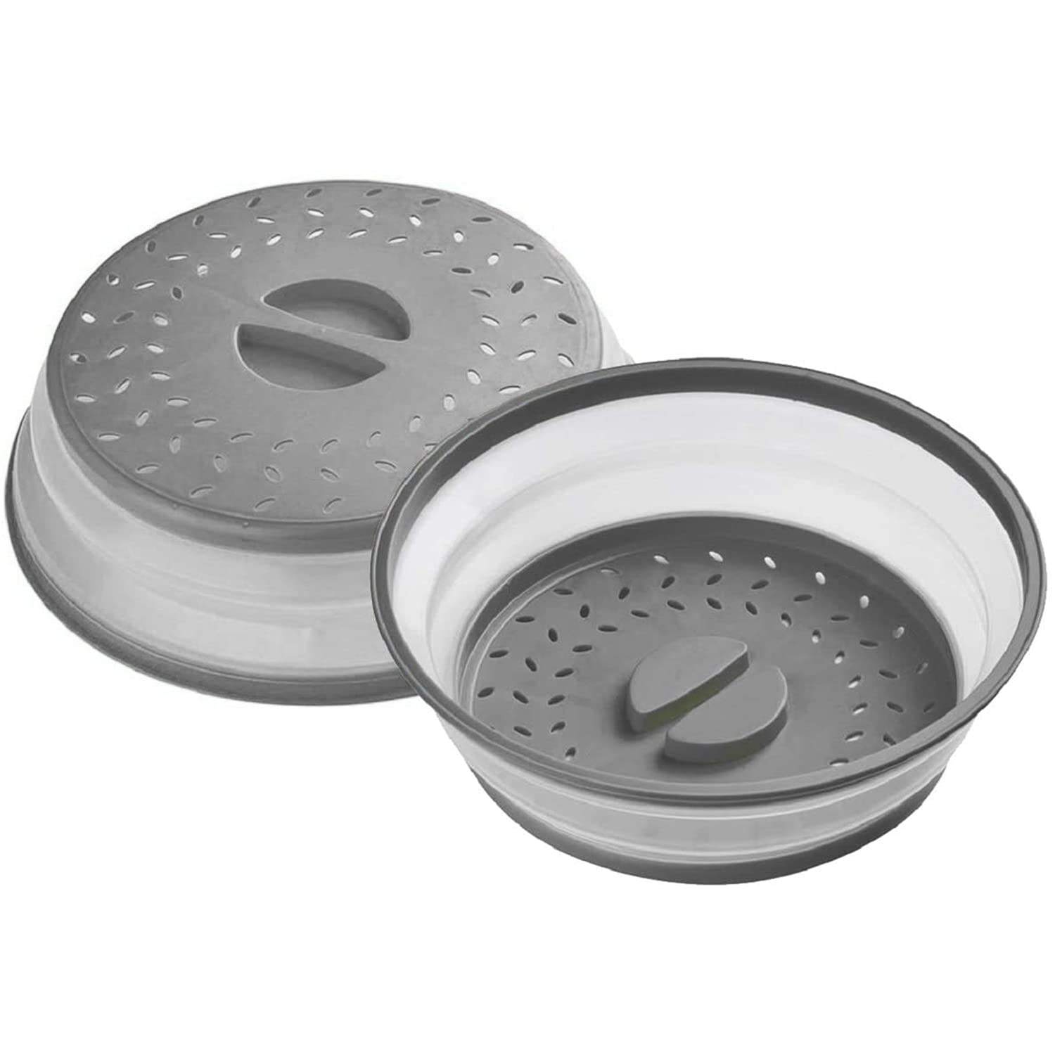 KINGWISE Collapsible Bpa Free Splatter Proof Oven Plate Lid Easy Grip Handle Vented Microwave Cover for Heating Food