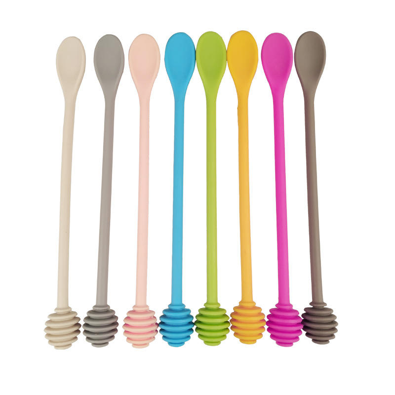Kingwise Eco-Friendly Modern Honey Syrup Dippers Silicone Honeycomb Stick Spoon Stirrer Honey Server for Home Use Honey Pot Jar