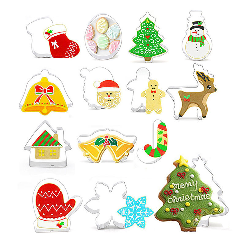 Kingwise Wholesale Eco-Friendly Dishwasher Safe Stainless Steel Biscuit Mold 14-Piece Metal Christmas Tree Cookie Cutter Cutters