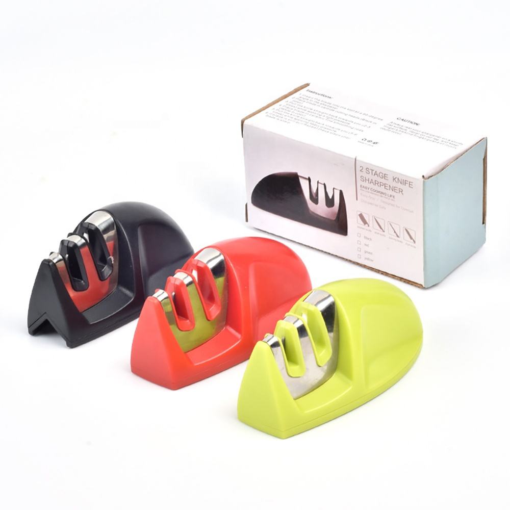 Hot Sale Professional Portable Fine Coarse Grinding Manual 2 Stage Knives Sharpener Multi Purpose Kitchen Mini Knife Sharpener