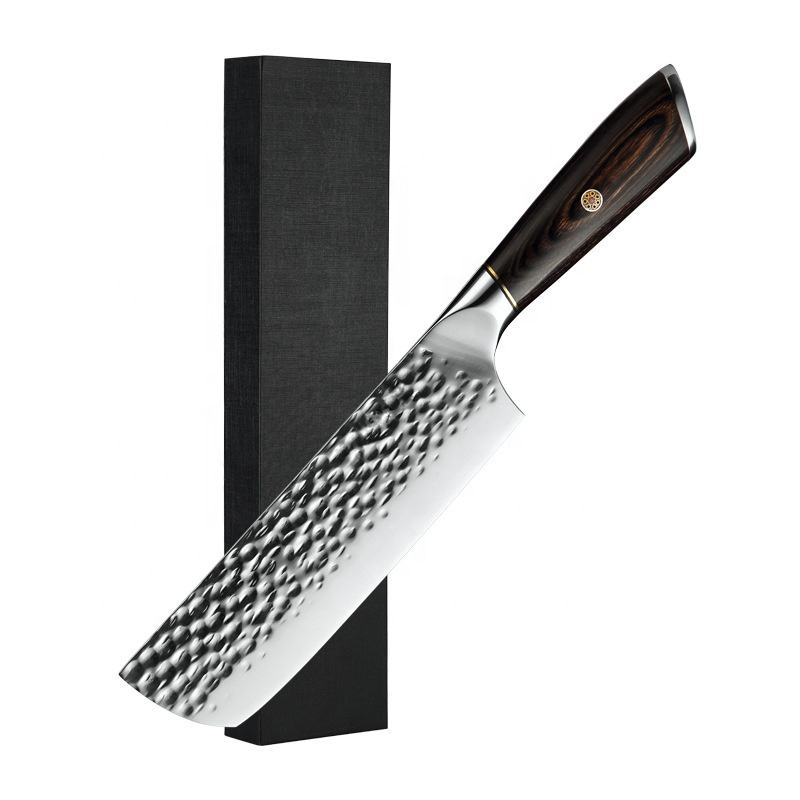 KINGWISE Professional 7-Inch Forged Japanese Cleaver New German Steel Chef Butcher Knife for Meat Kitchen Knives