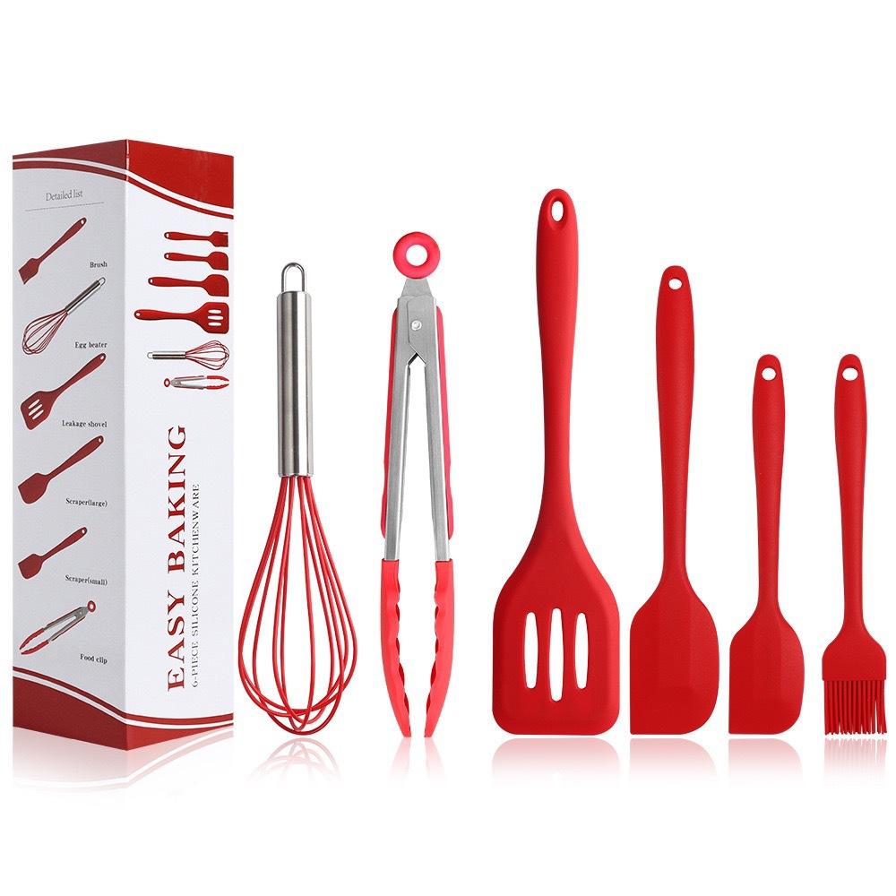 Kingwise Factory Price Hot Selling 6-Piece Mini Silicone Kitchen Utensil Set Durable Nonstick Cookwares for Cooking and Baking