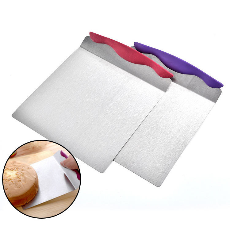 Kingwise Stainless Steel Square Pizza Lifter Pancake Transfer Tray Plastic Handle Commercial Cake Transfer Spatula Eco-Friendly