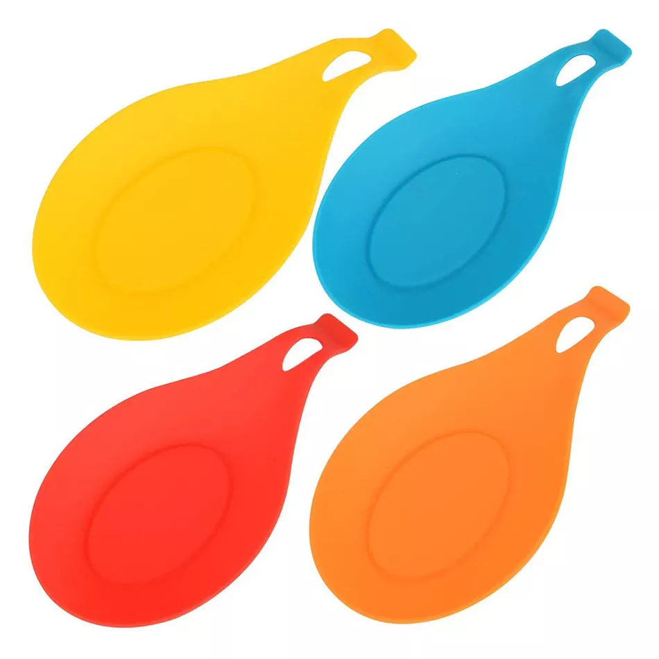 Kingwise Custom Silicone Spoon Rest Holder Hot Sale Heat Resistant Kitchen Utensil Rest Spatula Ladle Pot Clips