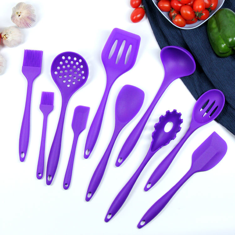 Kingwise Healthy Durable 10-Piece Silicone Cooking Utensils Dishwasher Safe Kitchen Tool Set for Home Kitchen