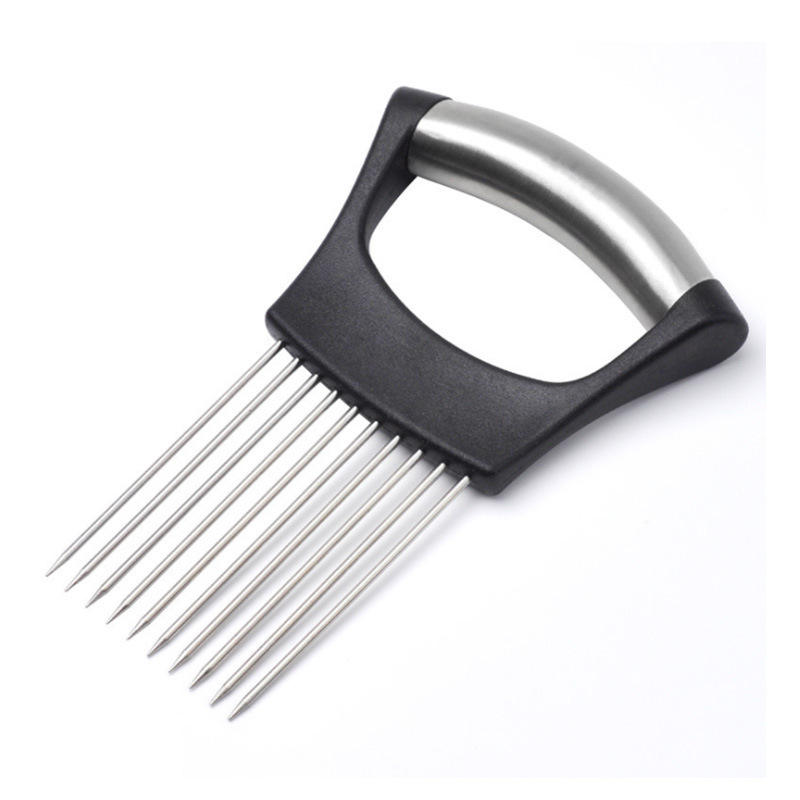 Kingwise Kitchen Gadgets Stainless Steel Finger Protector Vegetables Fruit Onion Holder Slicer for Onion Tomato Potato