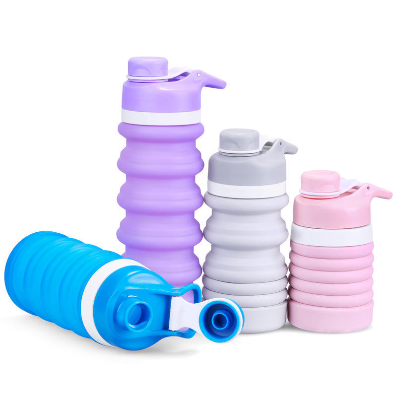 Kingwise 750ml Collapsible Silicone Sports Water Bottle with for Dishwasher Safe Eco-Friendly for Outdoor Camping