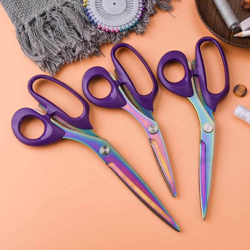 KINGWISE Professional Customized Color Stainless Steel Titanium Coating 8 9 10 Inch Fabric Sewing Scissors