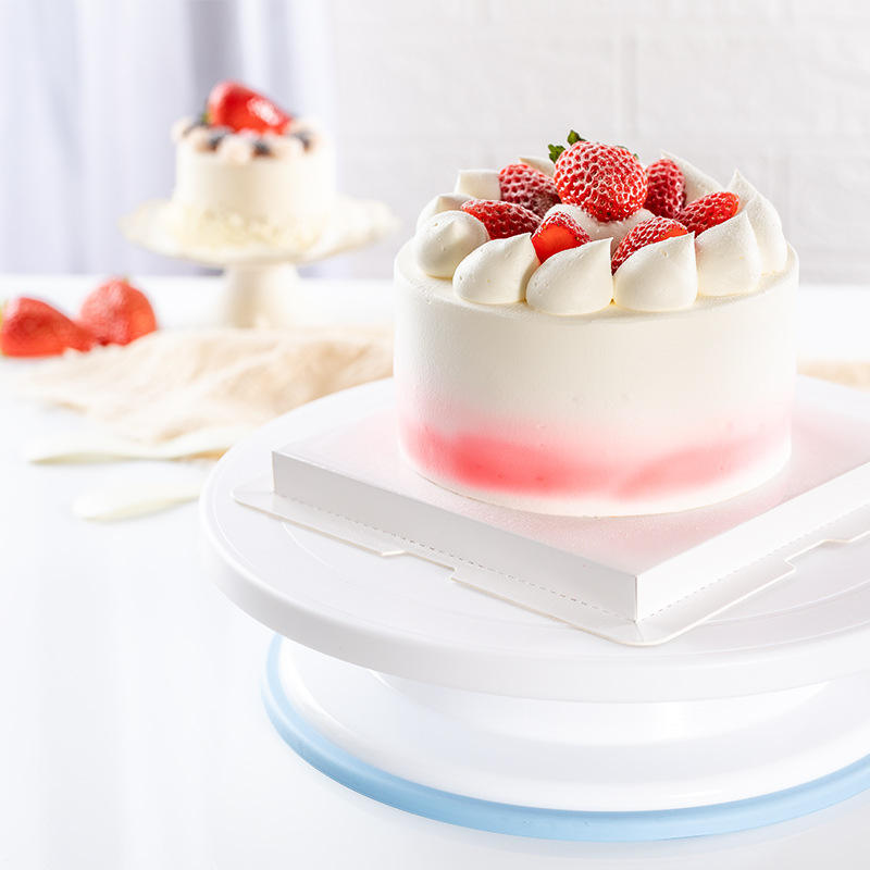 Kingwise 11-Inch White Plastic Eco-Friendly Rotating Turntable Dishwasher Safe for Birthday/Wedding Cakes-Baking Tools