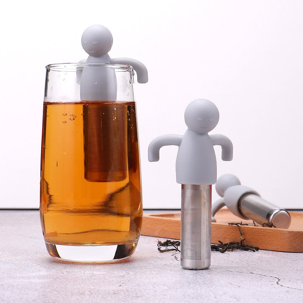 Silicone Cartoon Tea Infuser Fine Mesh Stainless Steel Creative Cute Kitchen Accessories Portable Glass Cup Mug Lid for Business