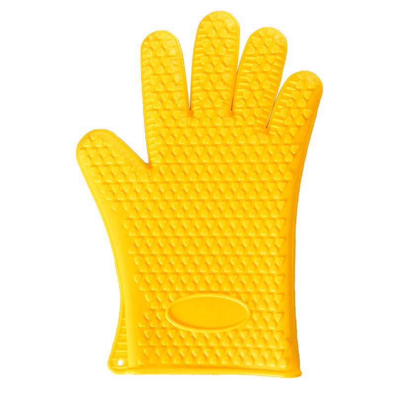 Kingwise Printed Five Finger BBQ Grill Gloves Heart Shape Heat Resistant Silicone Oven Gloves Thickened Household Kitchen