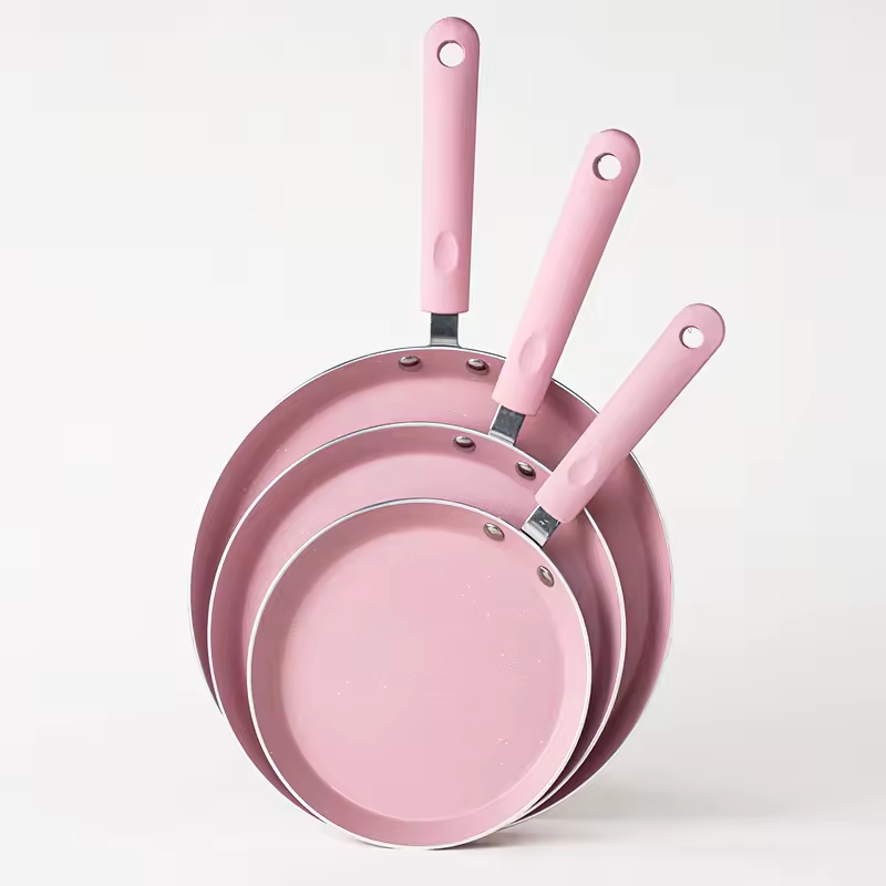 KINGWISE Modern Minimalist Pink Marble Kitchen Cookware Set Non-Stick Aluminum Multi-Layer Base Dishwasher Safe Gas Induction