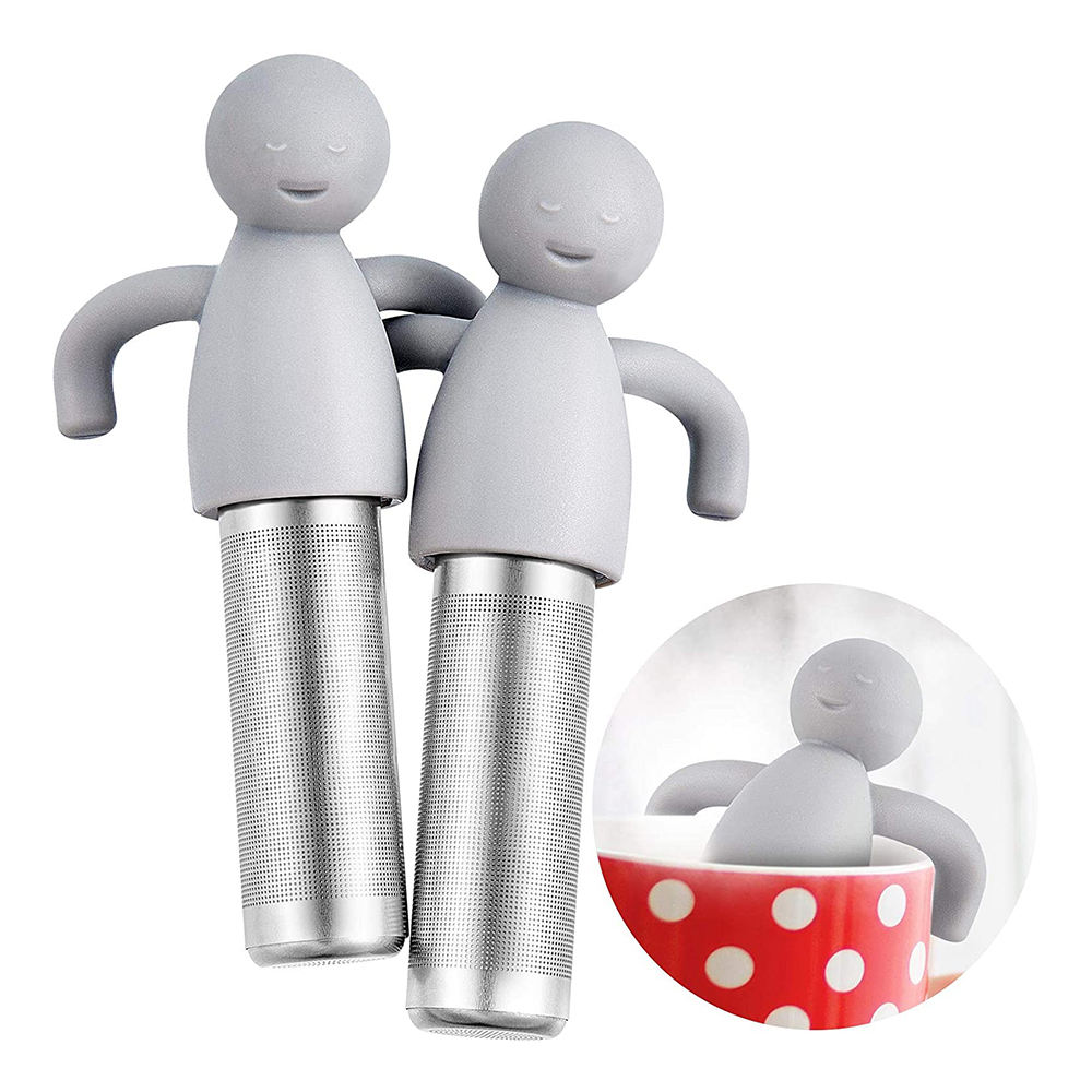 Kingwise Wholesale Loose Tea Leave Cute Stainless Steel Bulk Strainer Funny Man Shape Tea Strainer Filter Tea Infuser