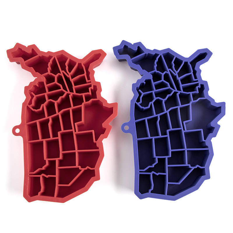 Kingwise Custom Silicone Ice Cube Tray Hot Party Products Irregular USA Map Ice Maker Mold Wholesale USA Map Ice Cube Tray