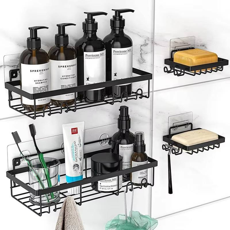 Kingwise Home Decor Wall Mounted 4 Pcs Bathroom Storage Shower Organizer Set Wall Bathroom Shelves