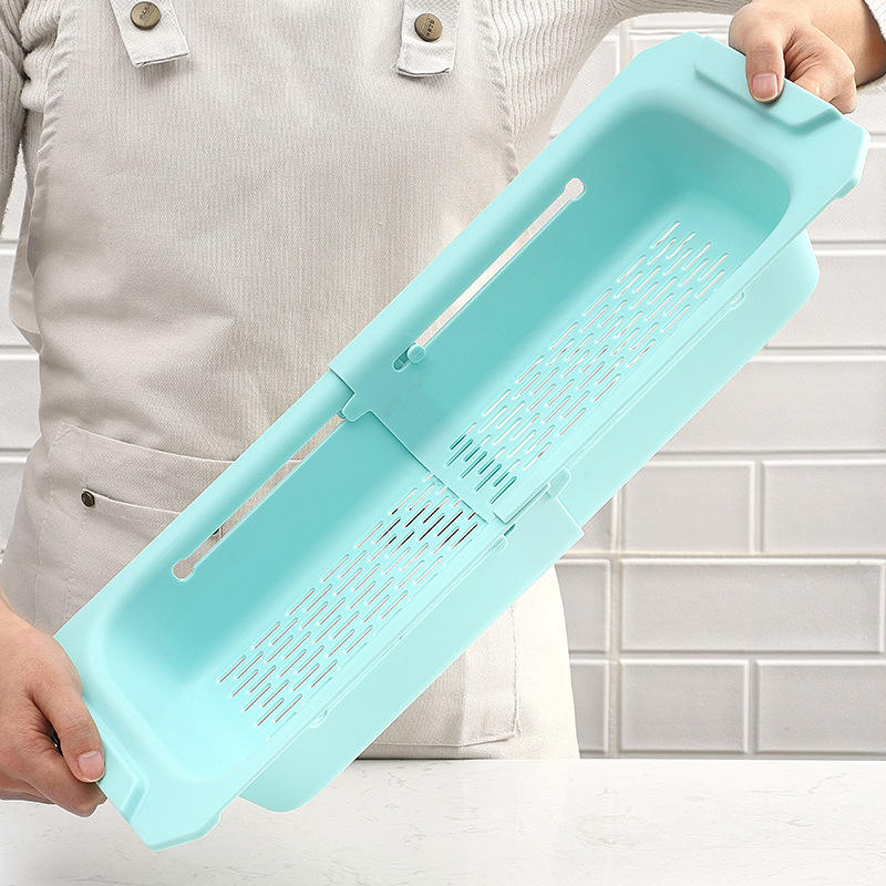 Kingwise PP Plastic Fruit Washing Collapsible Over Sink Colander Strainer Basket Kitchen Drain Cleaning Basket