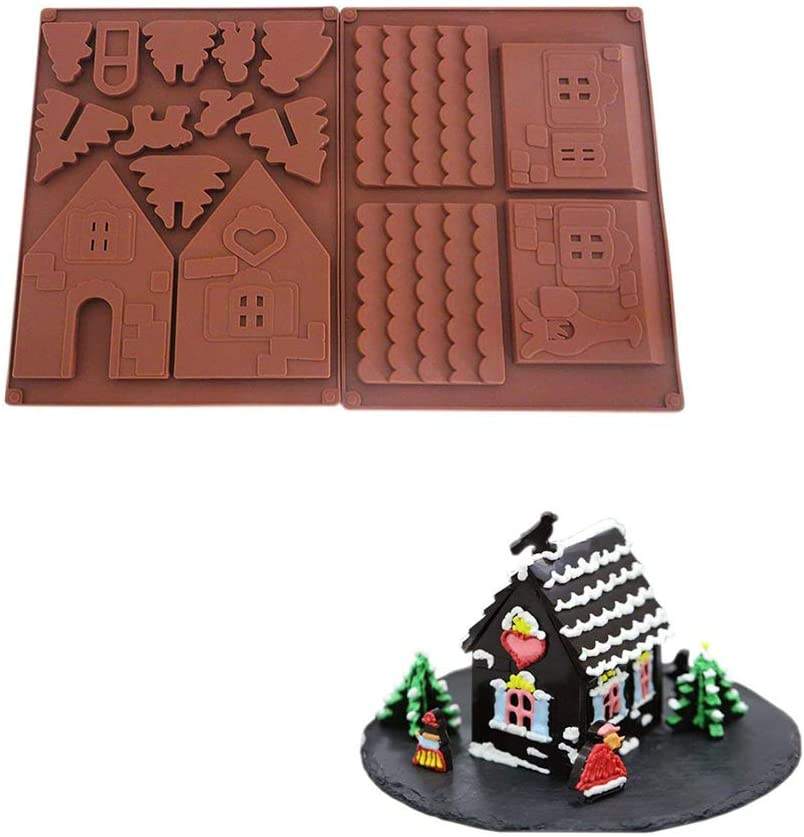 Kingwise High Quality 3D Gingerbread House Cookie Mold DIY Christmas Silicone Cake Tools Biscuit Baking and Chocolate Mold