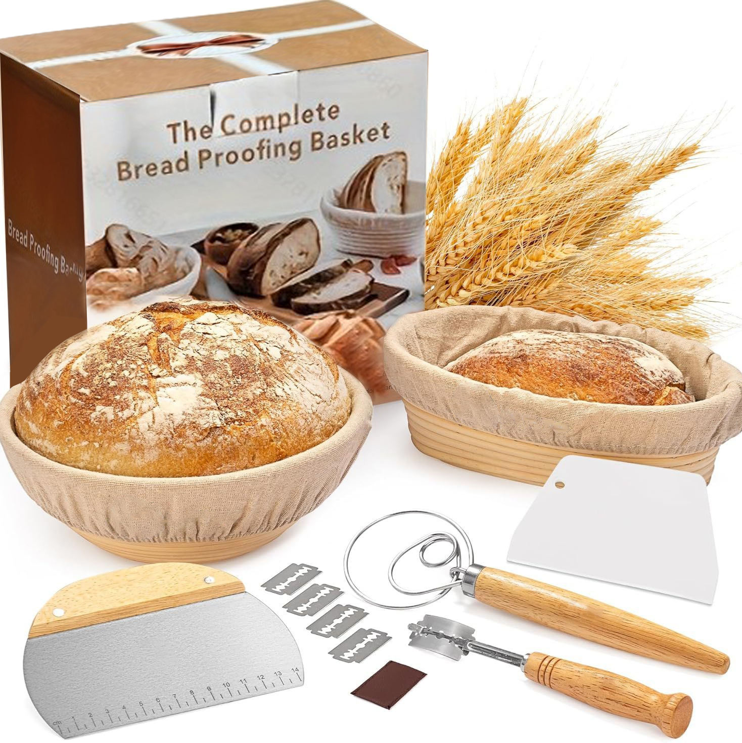 Best Seller 2025 Home and Kitchen Baking Tools Set Dough Cutting Banneton Bread Proofing Basket Fermentation