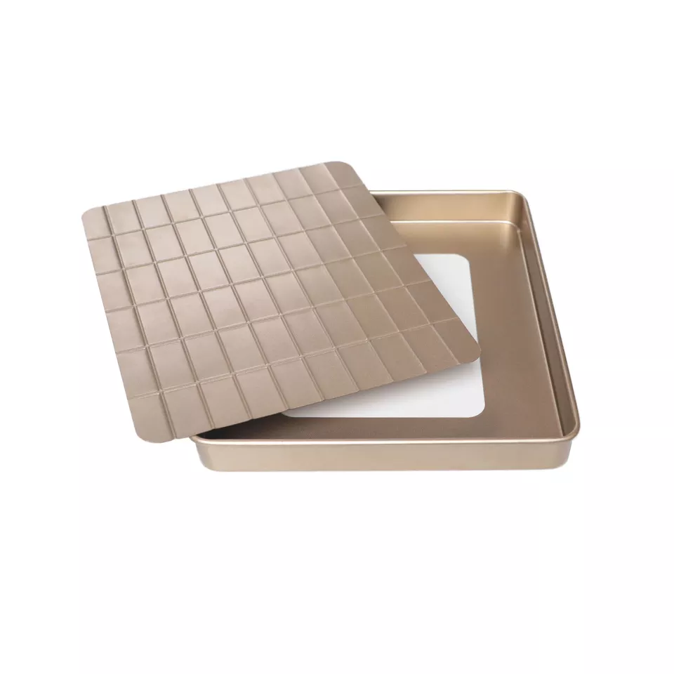 Kingwise Wholesale Golden Carbon Steel Oven Non-Stick Grilled Baking Pan with Live Bottom Nougat Cake Tools