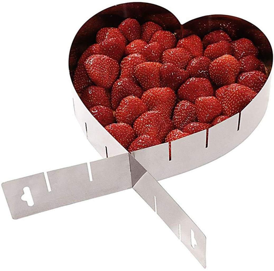Kingwise Kitchen Baking Decorating Cake Tools Heart Shape Adjustable Stainless Steel Mousse Cake Ring Molds Home Restaurant Use