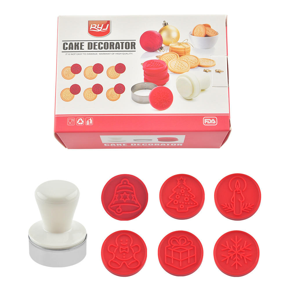 Kingwise Custom Plastic Cartoon Cookie Cutters Stamp Set Christmas Embossed Cake Decoration Fondant Tools Baking Pastry