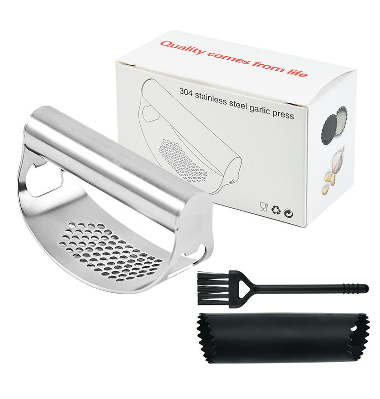 2 in 1 Stainless Steel Manual Garlic Press Mincer Bottle Opener Home Kitchen Gadget Wholesale for Cutting Peeling Metal Tool