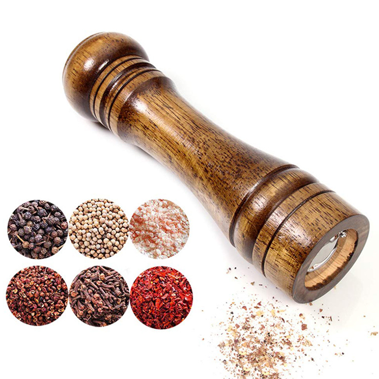 Kingwise Durable Industrial Salt and Pepper Spices Mill Grinder Set Customized Hot Bottle Ceramic Natural Wood Material Origin