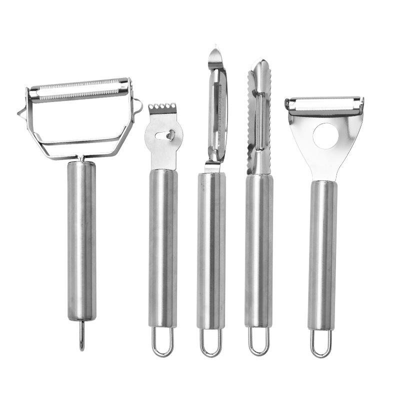 Kingwise Home and Kitchen Stainless Steel Handheld Fruit and Vegetable Cutter Set Metal Melon Planer Kitchen Tool