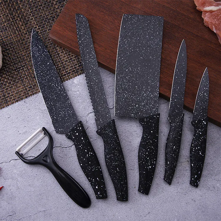 KINGWISE 6-Piece Stainless Steel Non-Stick Coating Knife Set with Peeler Hot Sale Home and Kitchen Accessories