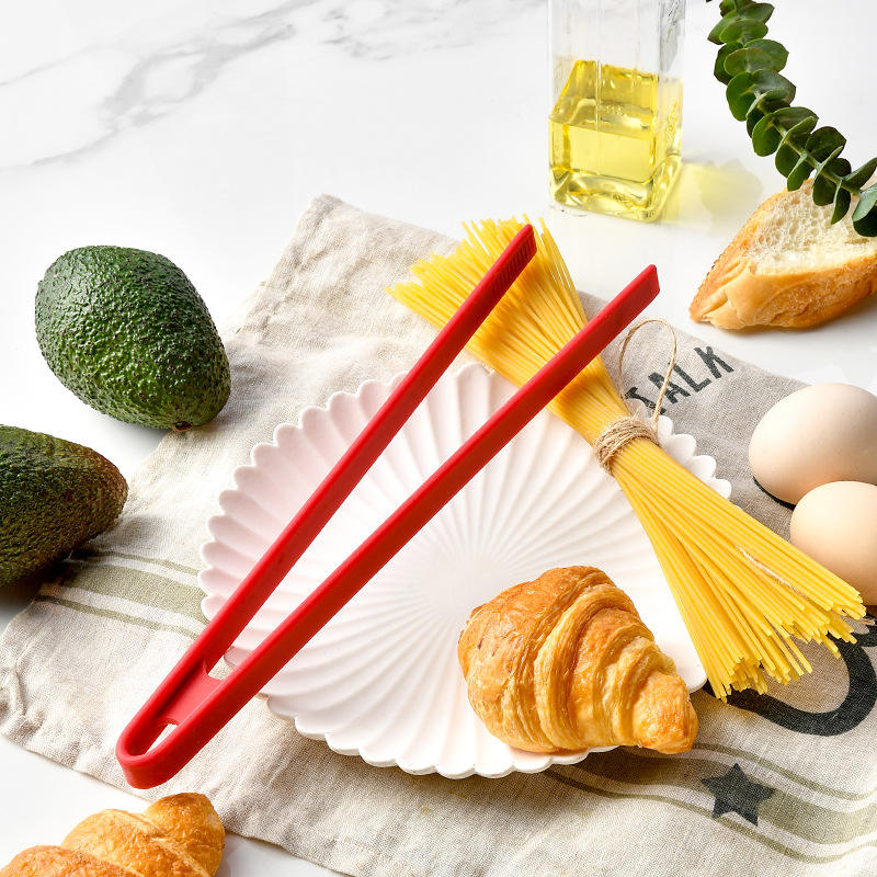 KW Customized Logo Single Piece Silicone Salad Bread Tongs Heat Resistant Oven/Microwave/Dishwasher Safe for Food Service