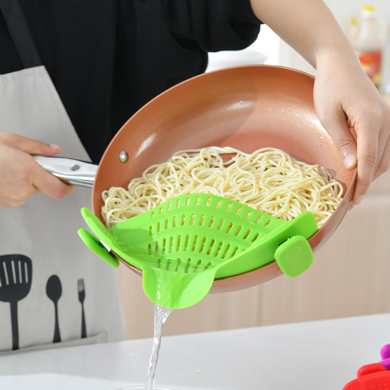 KINGWISE BPA-Free Silicone Kitchen Gadgets Adjustable Clip-on Strainer Snap N' Strain Pots Color Box Colanders-Plastic Kitchen