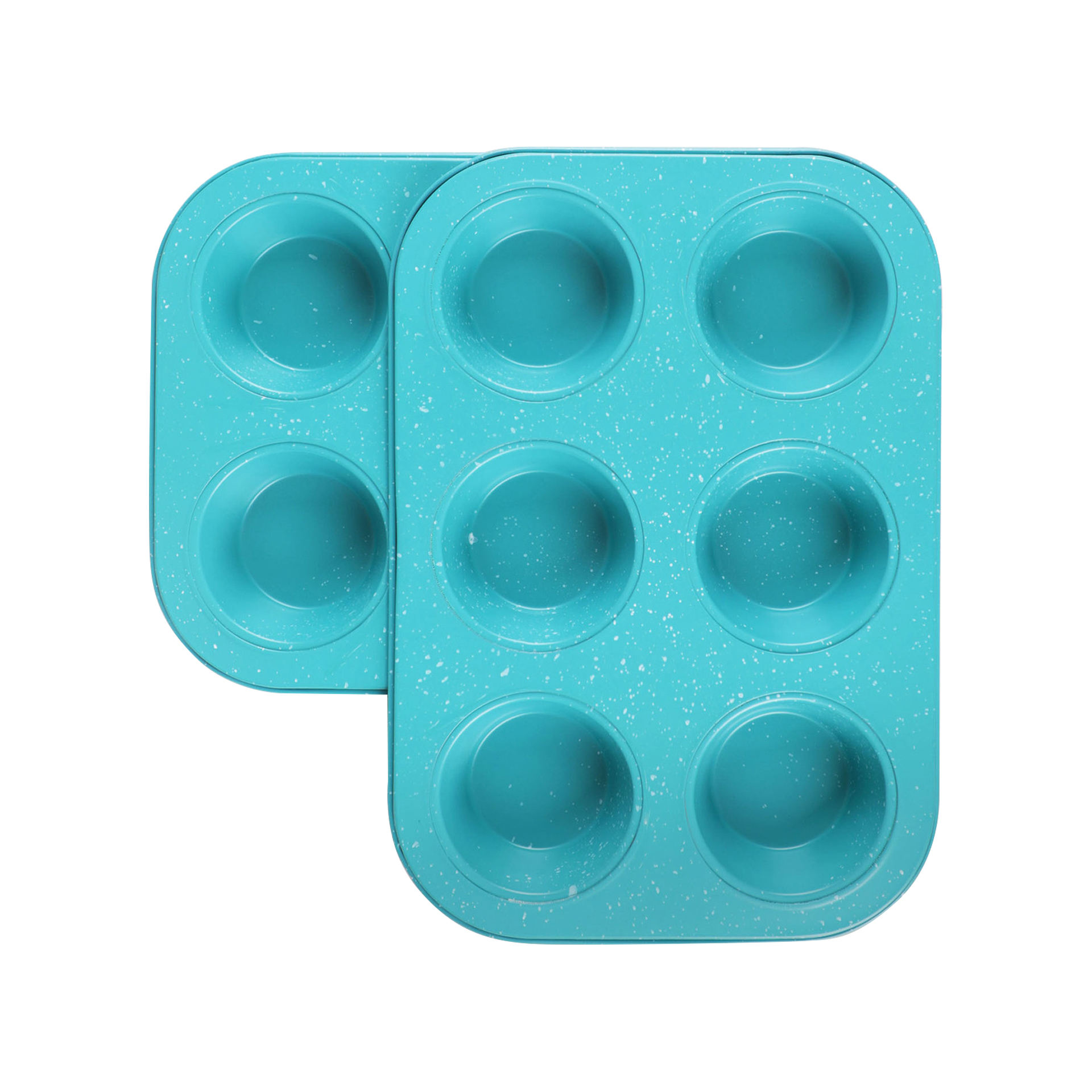 Kingwise Non Stick Carbon Steel Baking Sprinkled Blue Six Cup Kitchen Cake Mold Cup High-quality Cake Muffin Mold