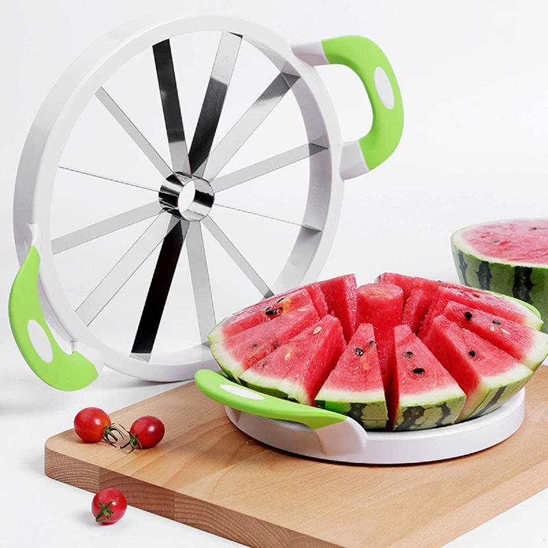 KINGWISE Hot Selling Kitchen Large Melon Slicer Cutter Peeler Corer Server Stainless Steel  Heavy Watermelon Slicer