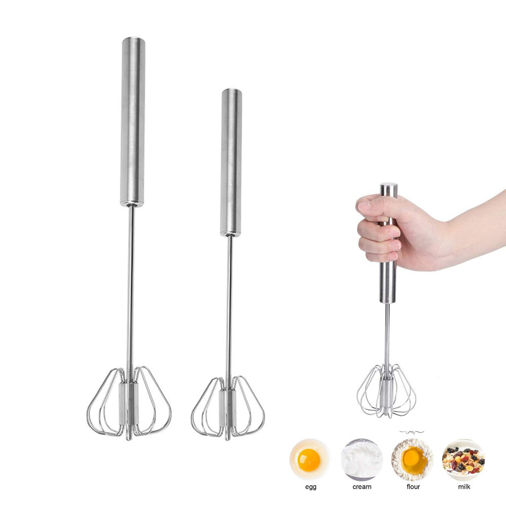 Kingwise Stainless Steel Egg Beater Mixer Hot Selling 10-12 Inch Rotary Handheld Kitchen Gadget Cheap Semi-Automatic Stirring