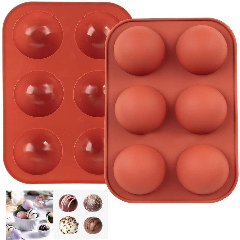 2pcs Christmas-Themed 6-Holes Half Ball Design Silicone Baking Molds for Cake Soap DIY 100g Home Kitchen Use Packaged Box