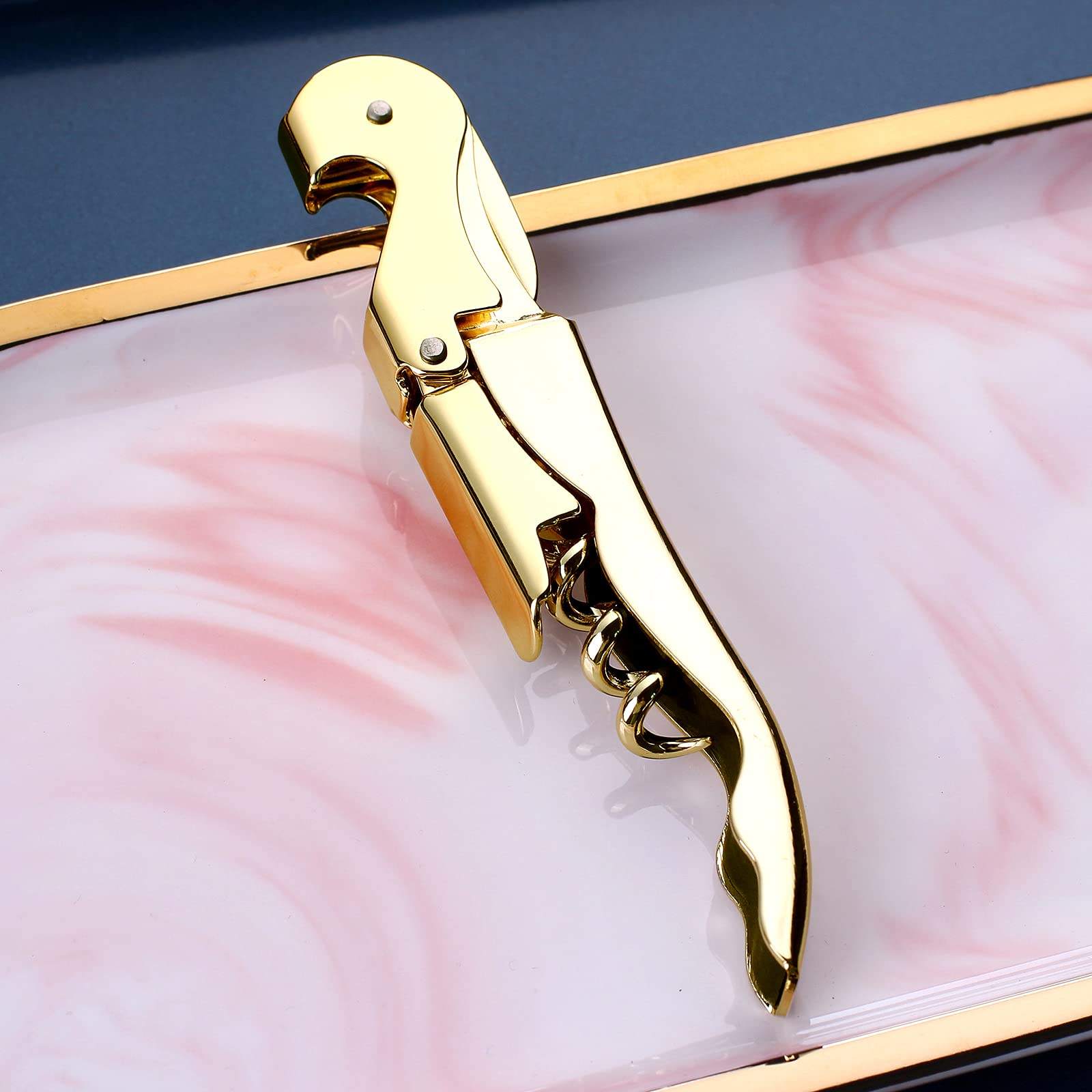 Kingwise Professional Stainless Steel Wine Bottle Opener Multi-Function Corkscrew Classic Rose Gold Finish Red Wine Opening Gift