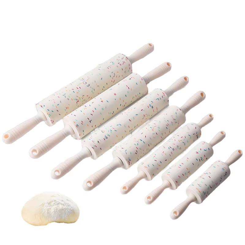 Kingwise Kitchen Pastry Tools Custom Logo Wood Handle Non Stick Silicone Colored Eco-Friendly Cookie Kids Mini Rolling Pin Dough