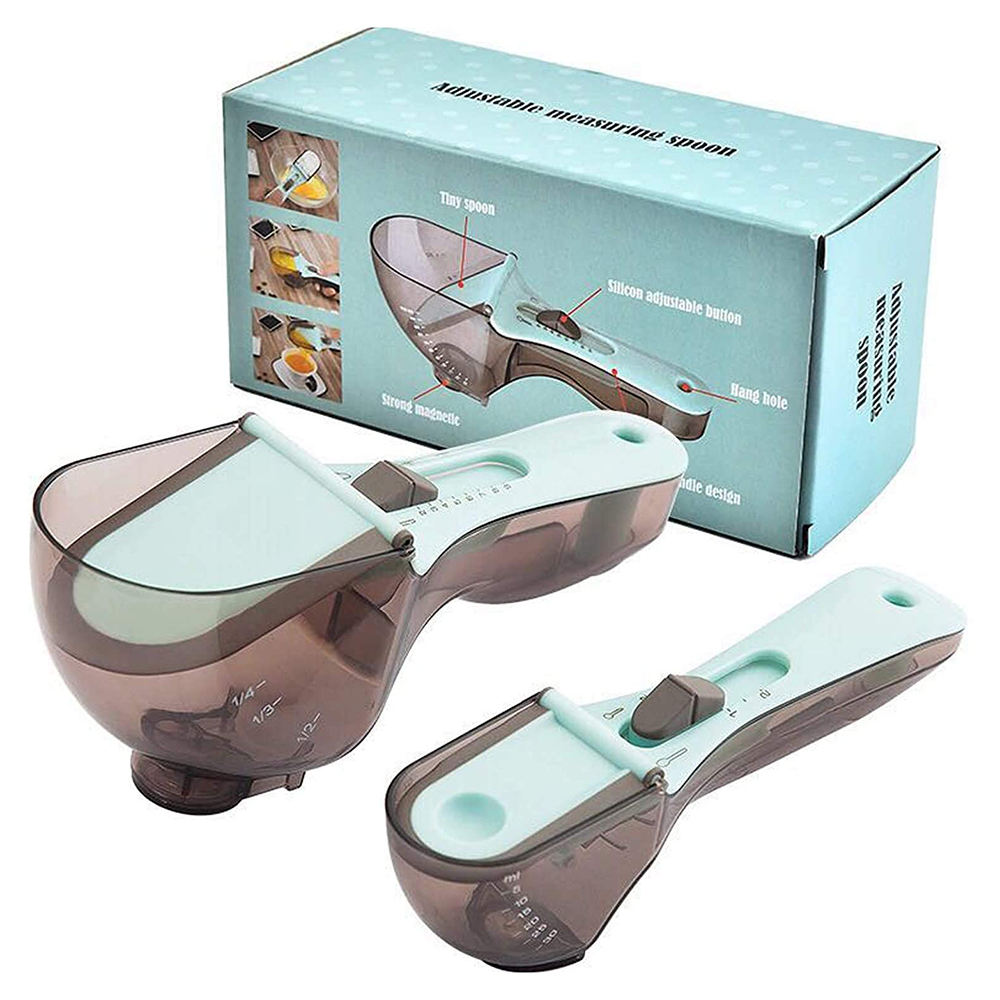 2pcs Dual-Sided Adjustable Dual Digital Measure Spoon Set Multifunctional Plastic Magnetic Kitchen Tools for Coffee Other