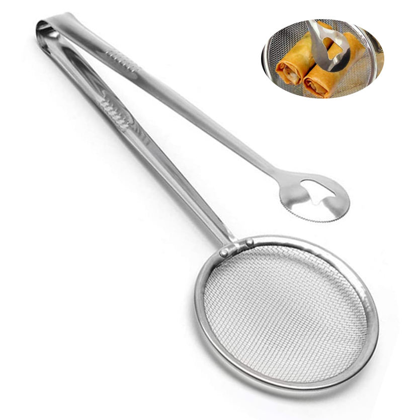 Kingwise Kitchen Premium 11 Inch Stainless Steel Cooking Tongs Eco-Friendly Food Tongs Strainer for Serving BBQ Fried Tongs