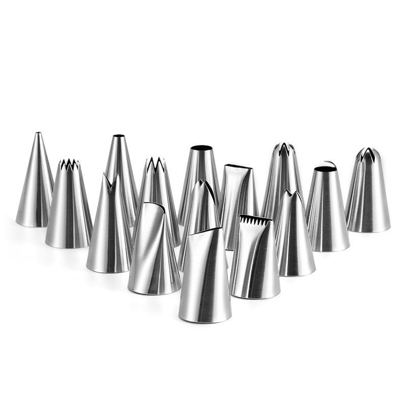 Kingwise 15-Piece Metal Eco-Friendly Dishwasher Safe Decorating Tip Tool Set with Converter and Storage Box for Party Cake