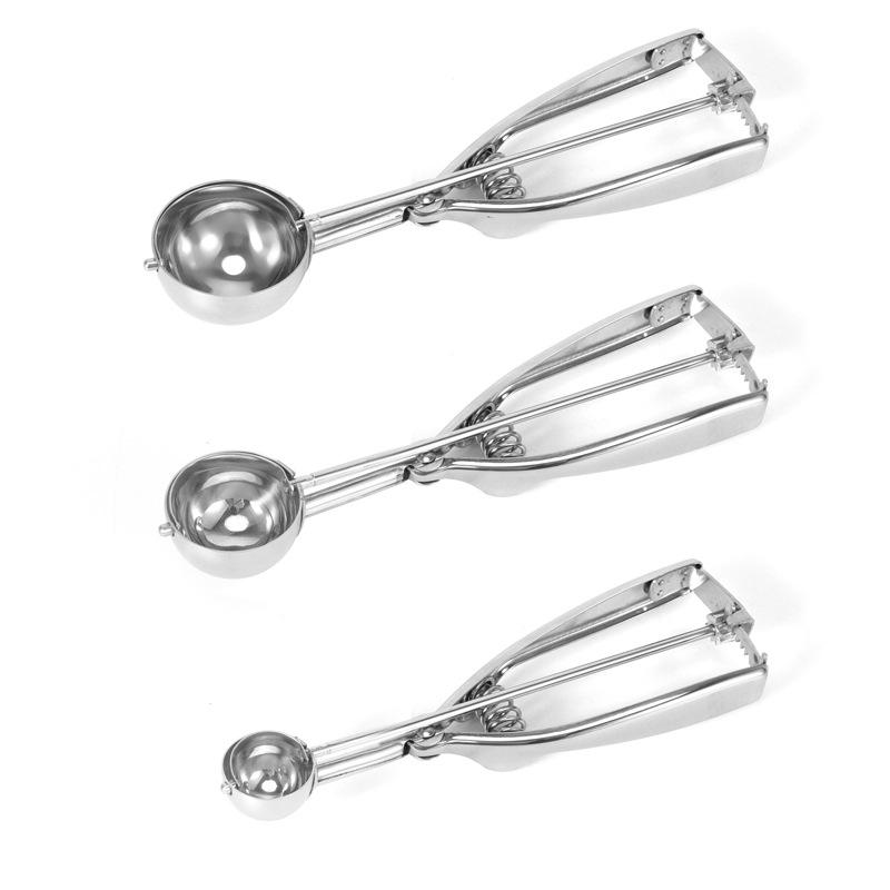 Kingwise Custom Logo Eco-Friendly Stainless Steel Ice Cream Scoop Set Kitchen Trigger Melon Dipper Spoon Ice Cream Tool