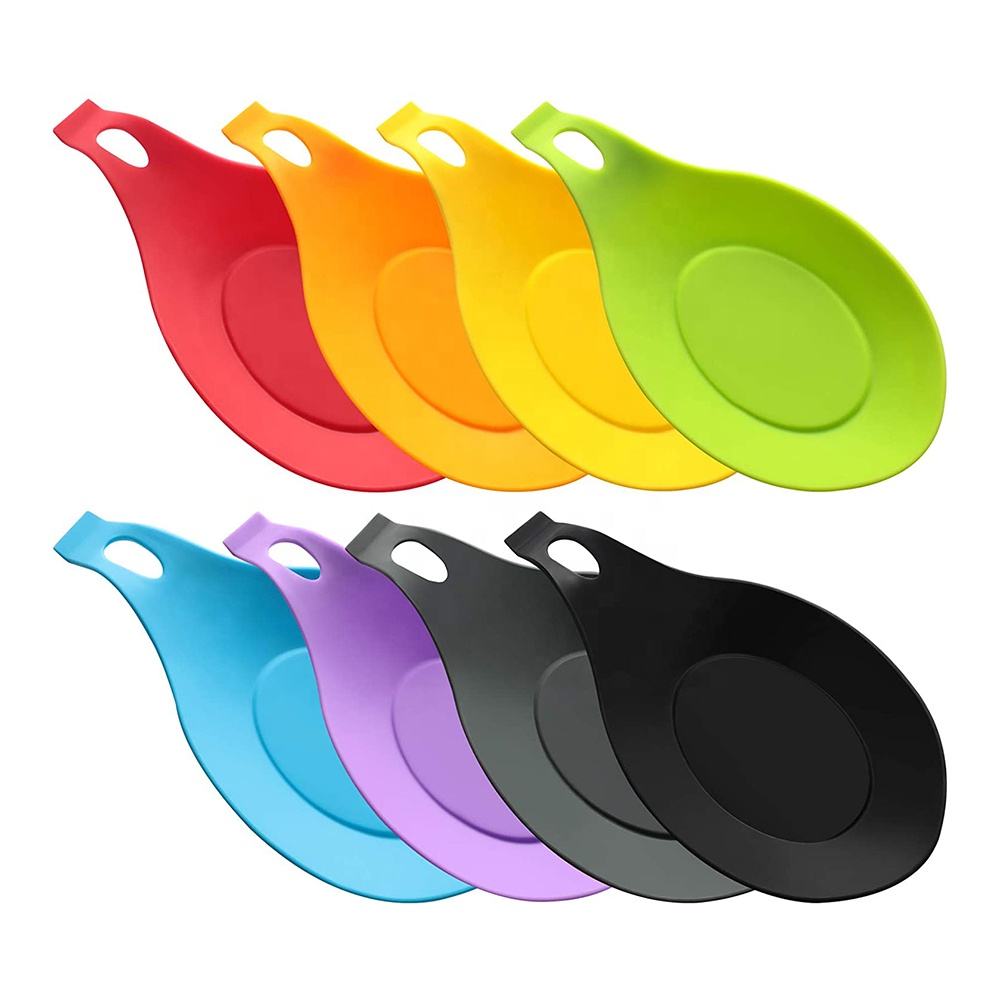 Kingwise Custom Logo Eco-Friendly Food Grade Silicone Dishwasher Safe Spoon Rest Holder Mat Modern Kitchen Ware Items Pot Clips