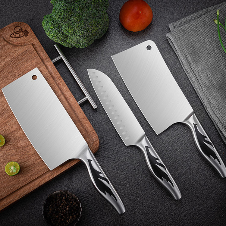Multi Purpose Professional Hand Craft Forged Kitchen Knives Premium 3 Pieces Set Stainless Steel 8 Inch Chef Chopping Knife