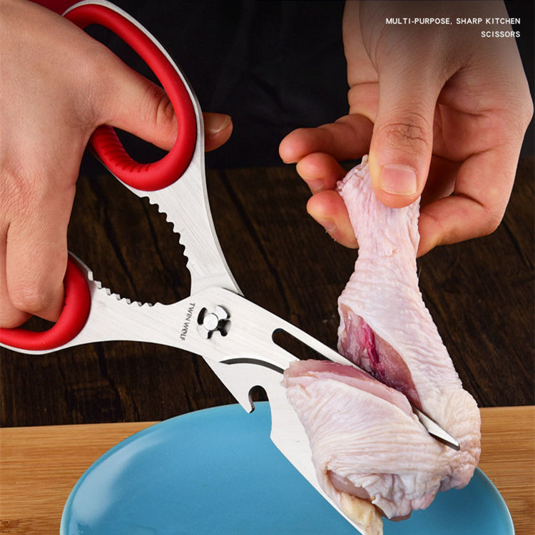 Kingwise Premium Stainless Steel Fish Meat Kitchen Shears Sharp Blade Non Slip Handle Eco-Friendly Dishwasher Safe Scissors