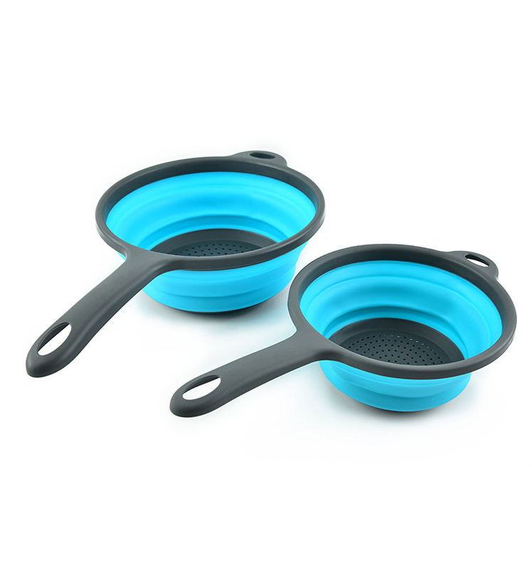 Kitchen Multifunctional Plastic Folding Silicone Colander Handle Water Filter Basket for Home Use Square Sink for Fruit