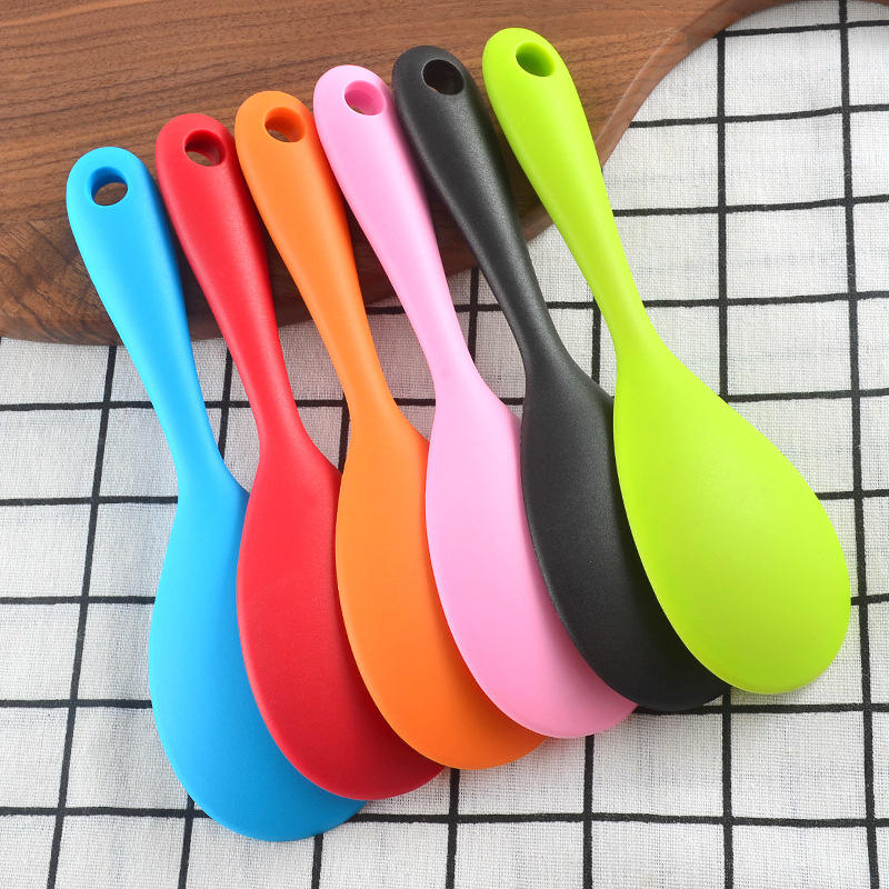 Kingwise Hot Sale Household Kitchen Gadgets Wheat Straw Porridge Rice Scoops Silicone Rice Serving Spoon for Kitchen Cooking