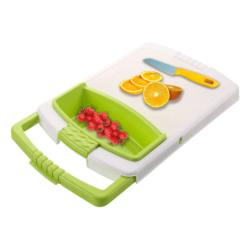 Kingwise Multi-Functional Plastic Cutting Board Kitchen Water Drain Storage Basket Promotional Chopping Block