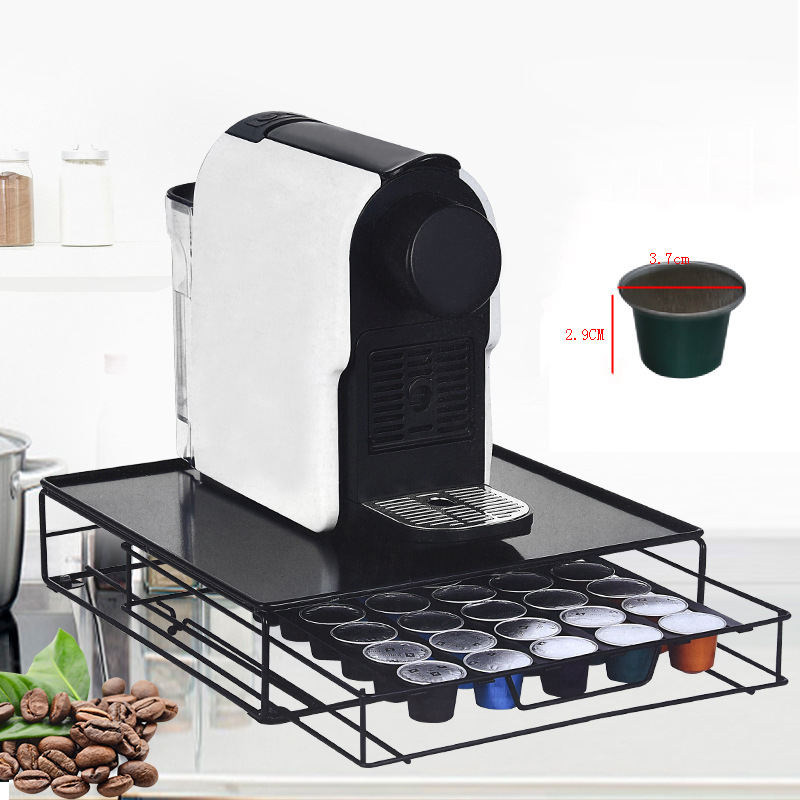Professional Japanese Metal Powder Coated Kitchen Utensil Coffee Machine Holder 40 Pods Storage Rack Drawer Use Cozy Coffee
