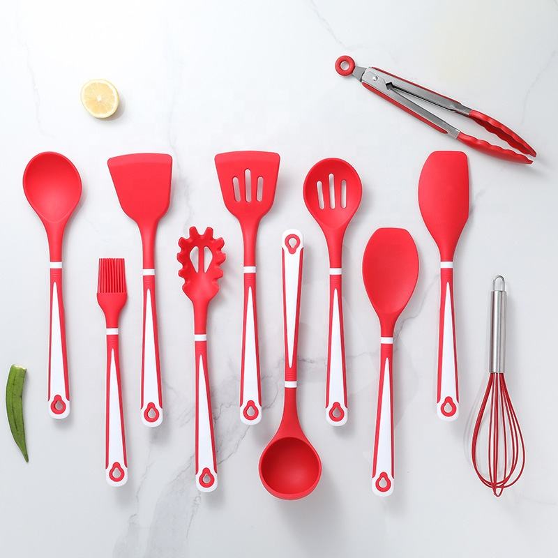 Kingwise Kitchen Accessories Household  Cocina 11 Pieces Cooking Utensils Sustainable Silicone Kitchen Tools Set With Holder