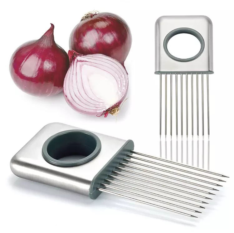 Stainless Steel Onion Slicer Easy-to-Use Vegetable & Fruit Cutter Green Onion & Tomato Blossom Cutter Kitchen Tools Assistant